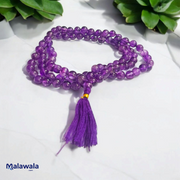 Amethyst Mala 6MM - Natural Amethyst for Spiritual Healing & Calmness with Lab Certificate - Malawala