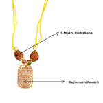 Baglamukhi Kawach Pendant in Yellow Thread - Divine Baglamukhi Pendant for Protection & Victory over Enemies - Malawala