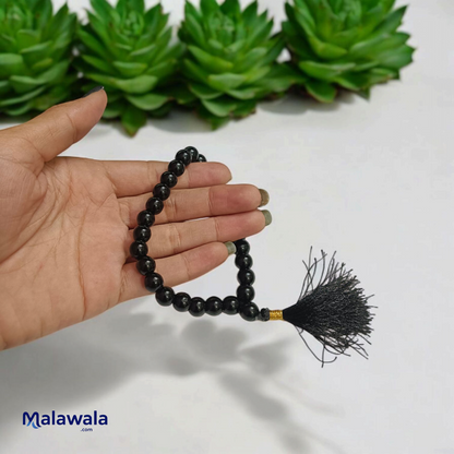 Black Agate Jaap Mala 27+1 Beads 8mm – Lab Certified | Malawala