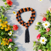 Black Agate & Rudraksha Mala 54 Beads | 8mm | Lab Certified