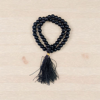 Black Hakik Agate Mala with 54+1 lab-certified 6mm beads for Japa, meditation, and spiritual protection – handcrafted in India