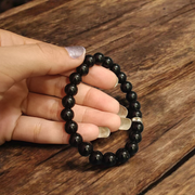 Black Hakik Bracelet - Natural Black Agate for Protection & Grounding with Lab Certificate - Malawala
