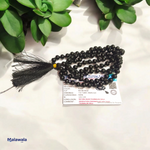 Black Hakik Mala 8MM - Natural Black Agate for Protection & Grounding with Lab Certificate - Malawala