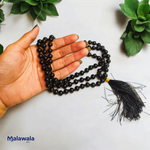 Black Hakik Mala 8MM - Natural Black Agate for Protection & Grounding with Lab Certificate - Malawala