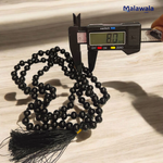 Black Hakik Mala 8MM - Natural Black Agate for Protection & Grounding with Lab Certificate - Malawala