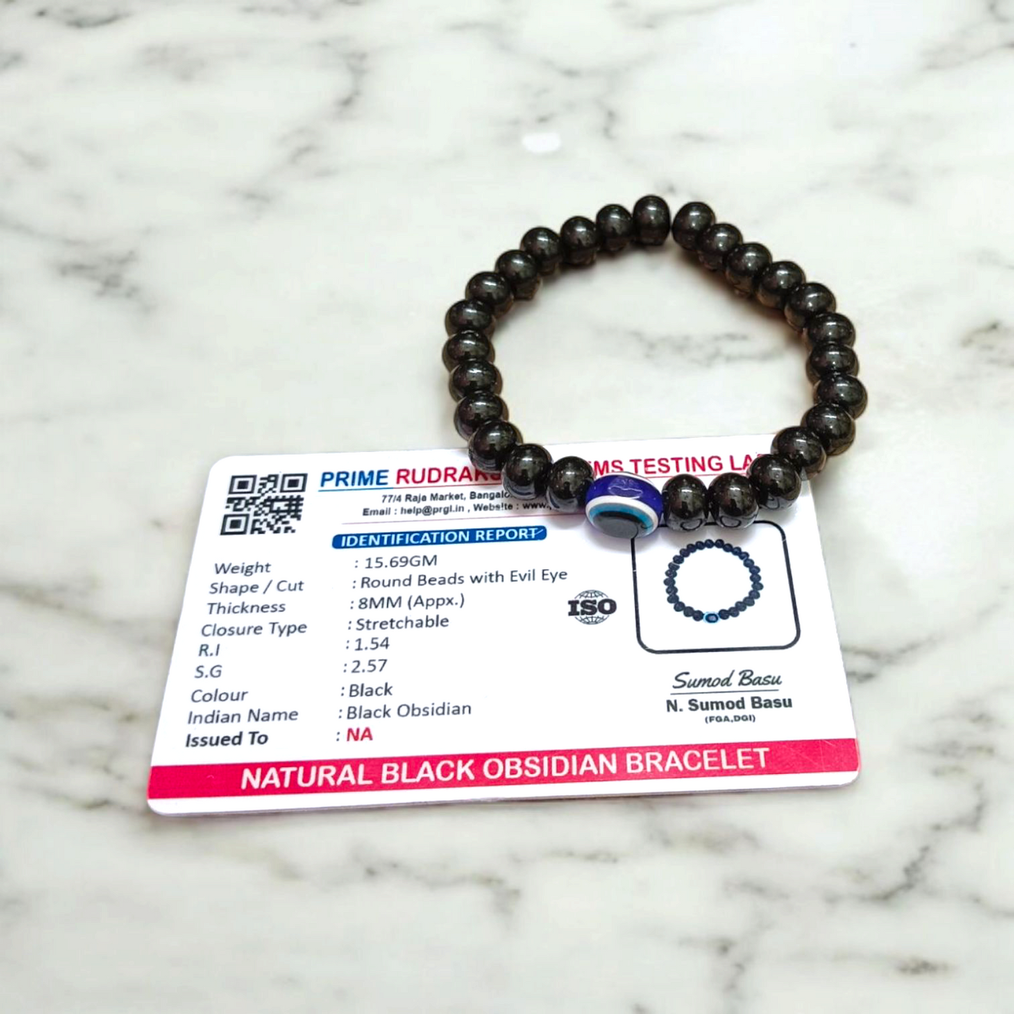 Black Obsidian Bracelet – 8mm – For Unisex Wear – Lab Certified - Malawala