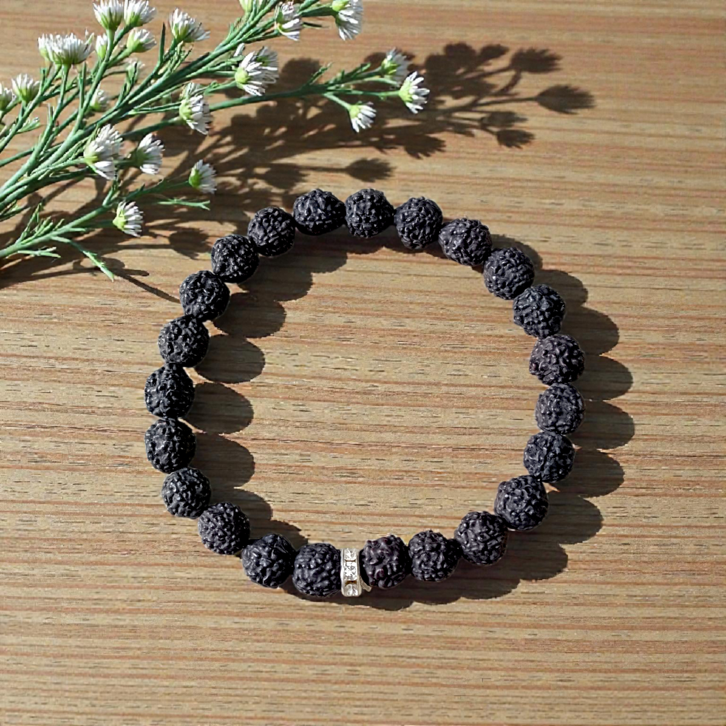 Black Rudraksha Bracelet - 5 Mukhi Black Rudraksha Bracelet Lab Certified | 7mm Beads | MALAWALA