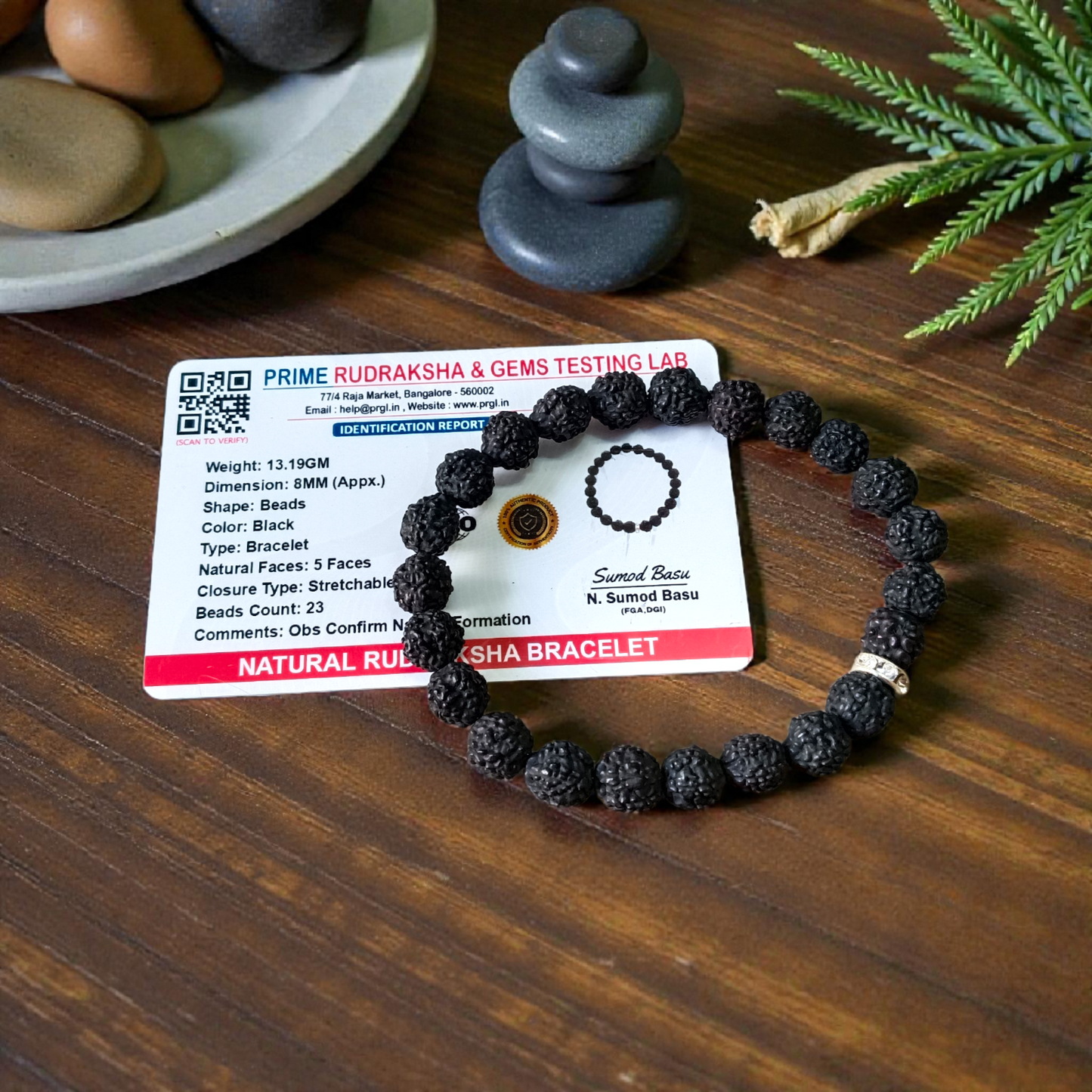 Black Rudraksha Bracelet - 5 Mukhi Black Rudraksha Bracelet Lab Certified | 7mm Beads | MALAWALA