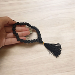 Black Rudraksha Mala 8MM - Natural 5 Mukhi Rudraksha for Spiritual Growth & Protection with Lab Certificate - Malawala