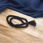 Black Rudraksha Mala 8MM - Natural 5 Mukhi Rudraksha for Spiritual Growth & Protection with Lab Certificate - Malawala