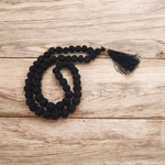 Black Rudraksha Mala 8MM - Natural 5 Mukhi Rudraksha for Spiritual Growth & Protection with Lab Certificate - Malawala