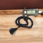 Black Rudraksha Mala 8MM - Natural 5 Mukhi Rudraksha for Spiritual Growth & Protection with Lab Certificate - Malawala