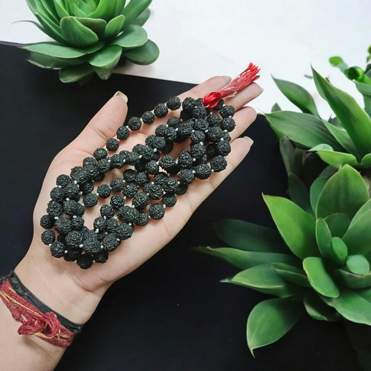 Black Rudraksha Mala 8MM 108+1 Beads Lab Certified | Malawala