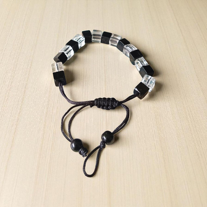 Black & White Crystal Bracelet – 8mm Beads for Attraction, Balance & Energy Healing by MalaWala