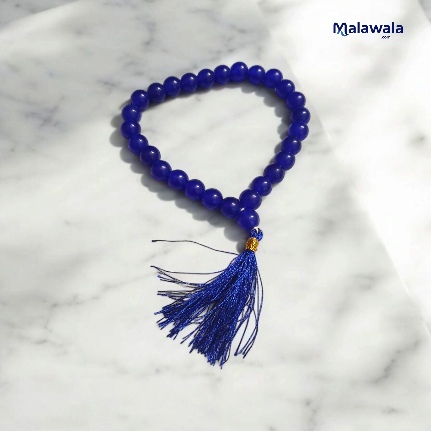 Blue Agate Jaap Mala 27+1 Beads 8MM Lab Certified | Malawala