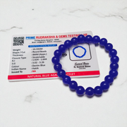 Blue Hakik Bracelet - Natural Blue Agate for Calmness & Communication with Lab Certificate - Malawala