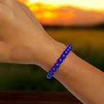 Blue Hakik Bracelet - Natural Blue Agate for Calmness & Communication with Lab Certificate - Malawala