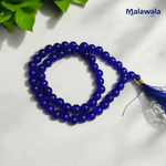 Blue Hakik Mala 8MM - Natural Blue Agate for Calmness & Communication with Lab Certificate - Malawala