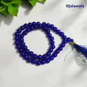 Blue Hakik Mala 8MM - Natural Blue Agate for Calmness & Communication with Lab Certificate - Malawala