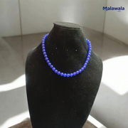 Blue Hakik Mala 8MM - Natural Blue Agate for Calmness & Communication with Lab Certificate - Malawala