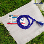 Blue Hakik Mala 8MM - Natural Blue Agate for Calmness & Communication with Lab Certificate - Malawala