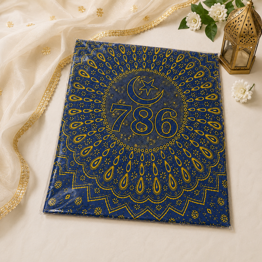 Blue Peer Baba Dargah Chadar with 786 Print and Jai Peer Baba Ki Design for Mazar Offering