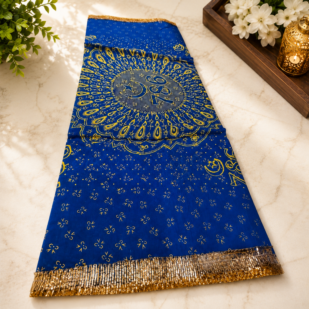 Blue Peer Baba Dargah Chadar with 786 Print and Jai Peer Baba Ki Design for Mazar Offering