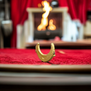 Brass Chand Tilak stamp with designed for precise moon-shaped tilak application during Hindu rituals and daily prayers