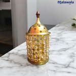 Brass Crystal Akhand Jyot | Crystal Pillar Jyot | Deepak Oil Lamp for Pooja Temple Tealight Holder & Lalten | Malawala