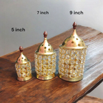 Brass Crystal Akhand Jyot | Crystal Pillar Jyot | Deepak Oil Lamp for Pooja Temple Tealight Holder & Lalten | Malawala