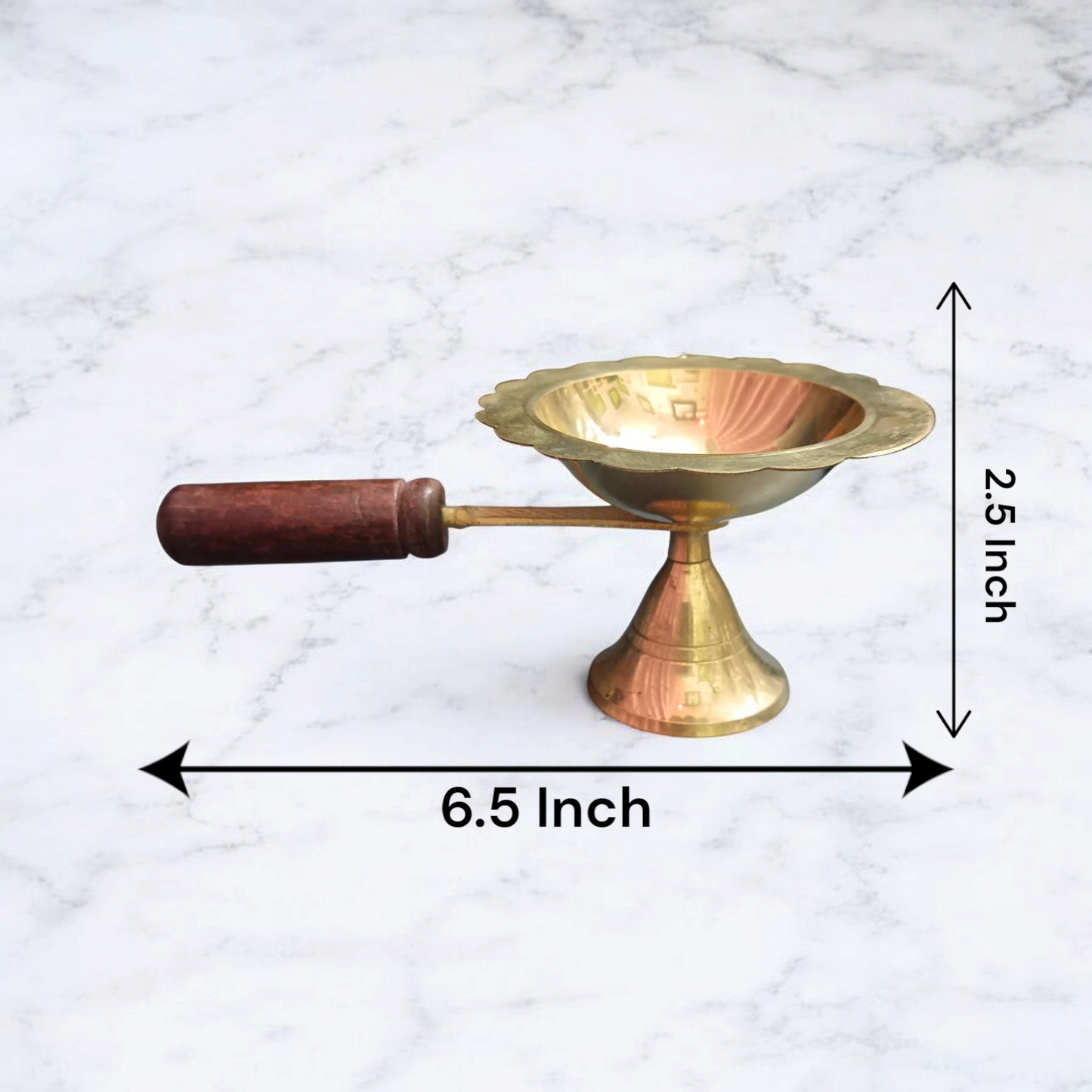 Brass Dhoop Dani With Wooden Handle Malawala