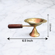 Brass Dhoop Dani With Wooden Handle Malawala
