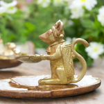 Brass Ganesha Mooshak Diya Idol – 3 Inches Tall | Decorative Oil Lamp Murti for Home and Temple | Malawala