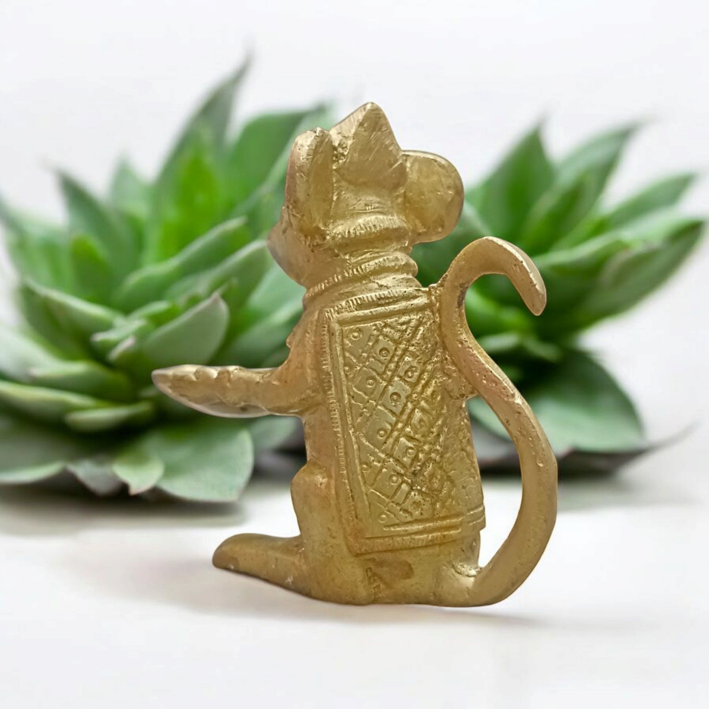 Brass Ganesha Mooshak Diya Idol – 3 Inches Tall | Decorative Oil Lamp Murti for Home and Temple | Malawala