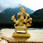 Brass Kal Bhairav Idol | Bhairav Baba Murti Gold (4 Inch) | Malawala