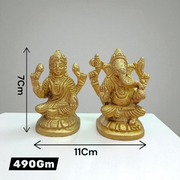 Brass Lakshmi Ganesh Murti featuring intricate detailing, ideal for wealth, success, and elegant spiritual decor