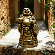 Brass Laughing Buddha | Standing Idol For Good Luck | Malawala