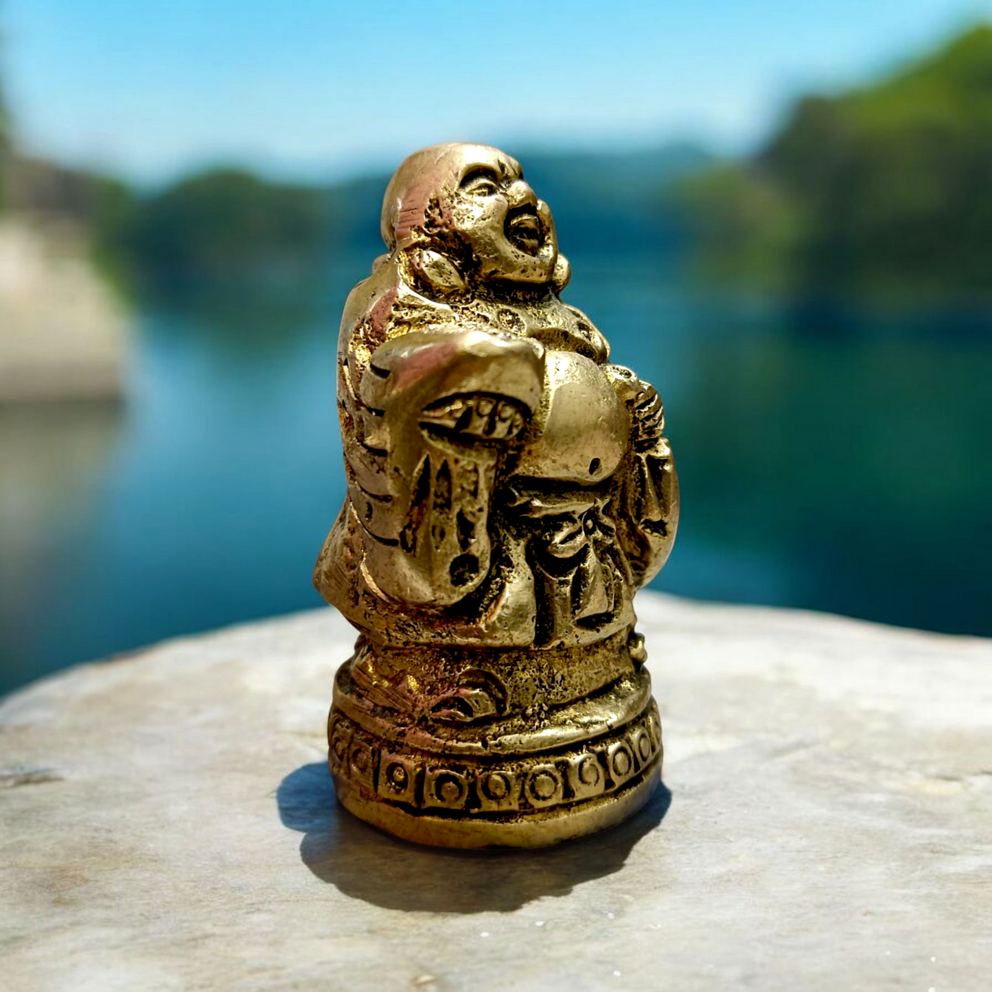 Brass Laughing Buddha | Standing Idol For Good Luck | Malawala