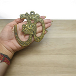Brass Om Wall Hanging measuring 4x5 inches with intricate Hindu design, ideal for temple, home, or office walls