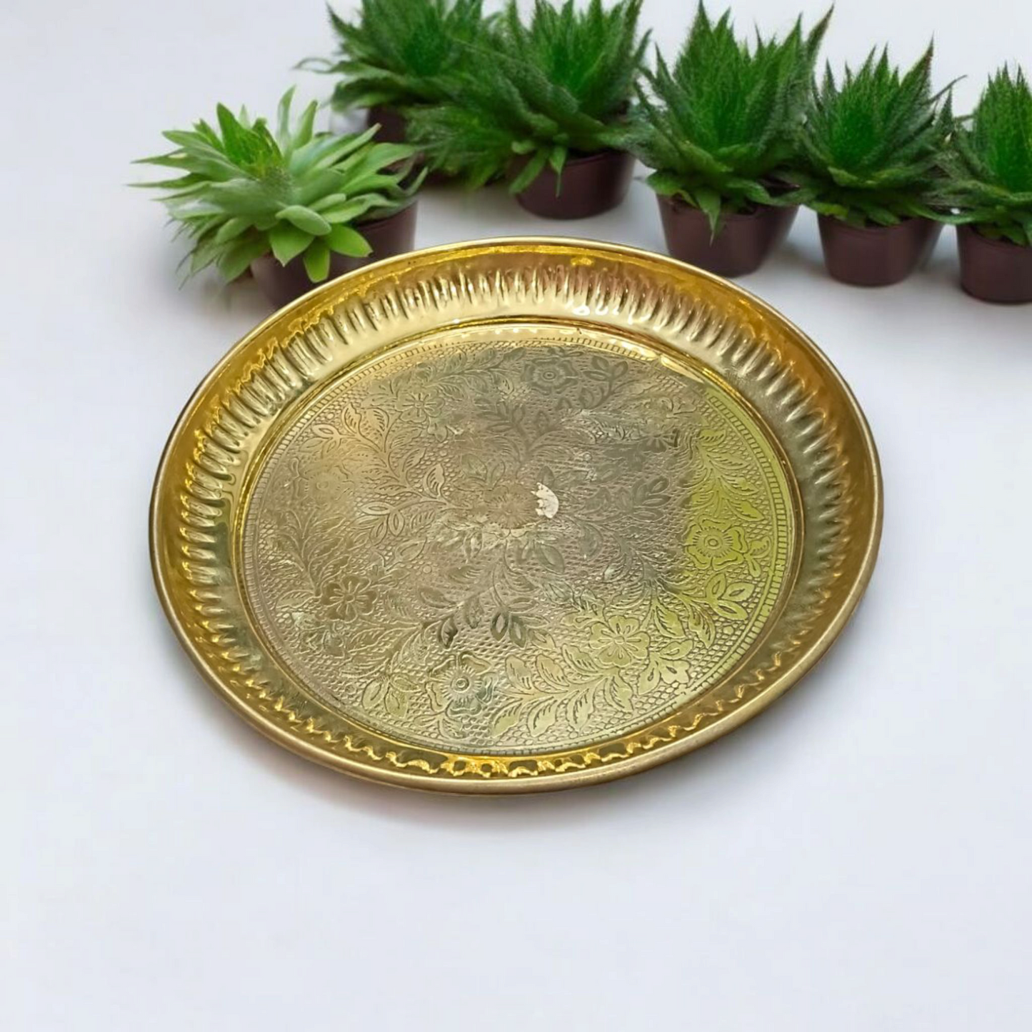 Brass Plate for Pooja | Best for Use in Temple, Jyot, Brass Idol and Other Religious Purpose | Pure Brass Heavy Thali Malawala
