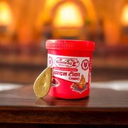 Brass Prabhu Tilak Stamp with engraved design for applying forehead tilak, ideal for daily religious use