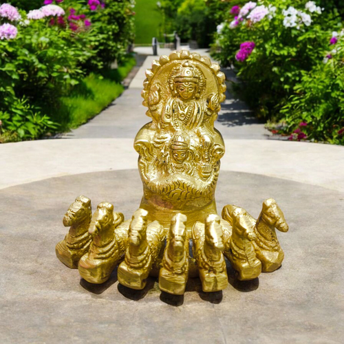 Brass Surya Dev with Rath | Surya Dev Brass Murti | Malawala