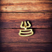 Brass Trishakti Trisul Tilak stamp , designed with a Trishul and three-line Tripund pattern for Shiva devotees