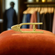 Brass Vishnu Tilak stamp with  , featuring the traditional U-shaped design for Vaishnav forehead tikka application