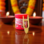 Brass Vishnu Tilak stamp with  , featuring the traditional U-shaped design for Vaishnav forehead tikka application