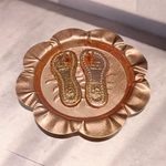 Charan Paduka In Copper with Plate | Bhagwan Ji Ke Charan | Pure Copper Made 7CM | Malawala |