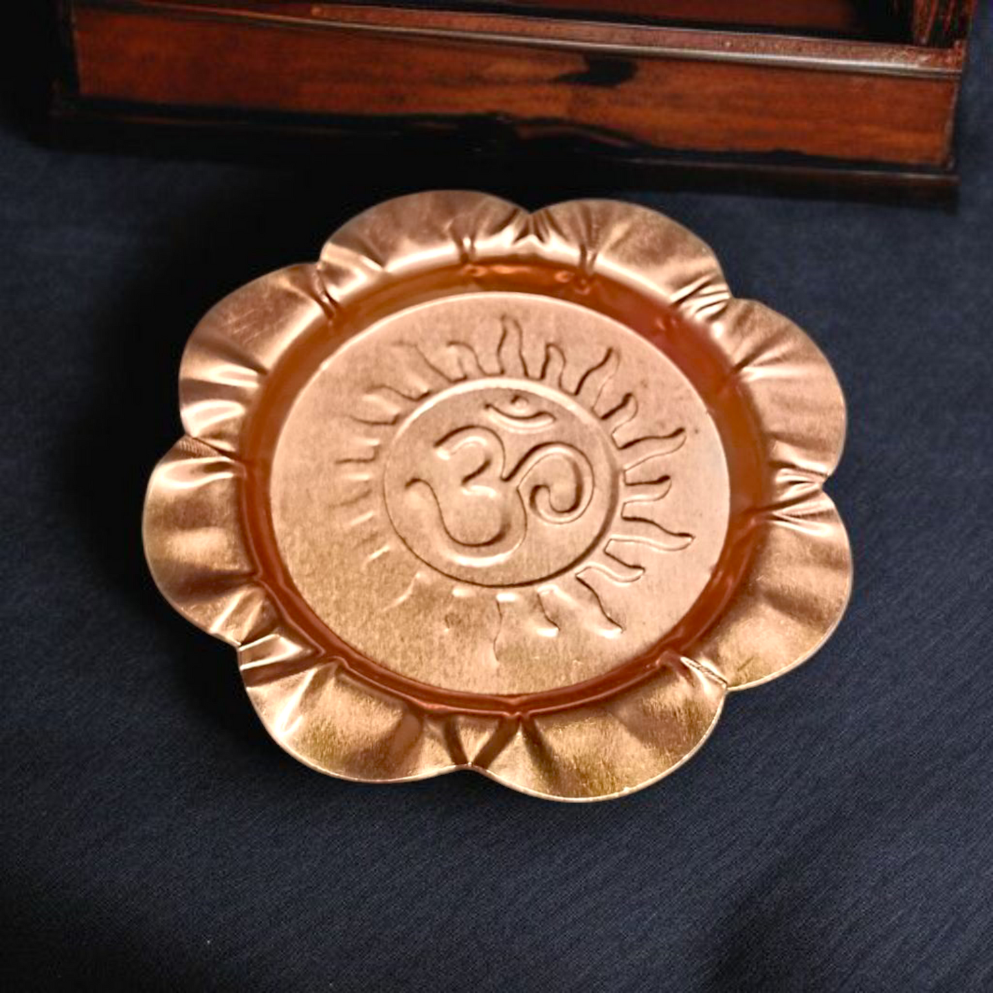 Charan Paduka In Copper with Plate | Bhagwan Ji Ke Charan | Pure Copper Made 7CM | Malawala |