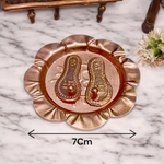 Charan Paduka In Copper with Plate | Bhagwan Ji Ke Charan | Pure Copper Made 7CM | Malawala |
