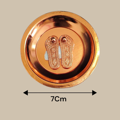 Charan Paduka In Copper with Plate | Bhagwan Ji Ke Charan | Pure Copper Made 7CM | Malawala 