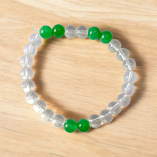 Clear Quartz & Aventurine Healing Bracelet 8MM Stretchable Lab Certified
